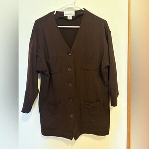 Pendleton Vintage 100% Wool Chocolate Brown Button up Cardigan Sweater Women